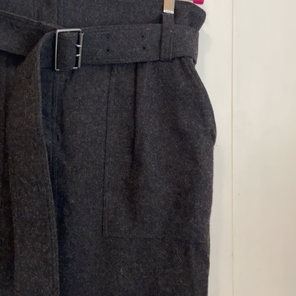 BURBERRY Brit Grey Wool Mini Skirt High Waisted Belter Paper Bag Wooled Pocket L - Picture 2 of 10